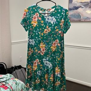 Green LOFT dress, XSP, floral